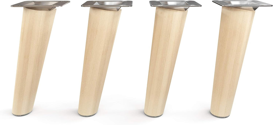 Sossai Möbelfüsse aus Naturholz Buche unbehandelt, Clif Round HMF2, 15 cm hoch, rund, schräge Ausfüh