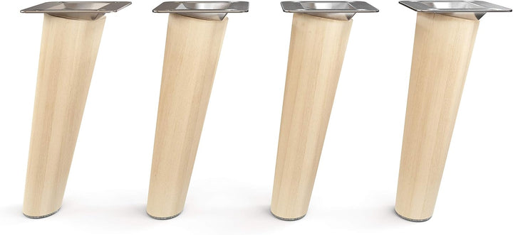 Sossai Möbelfüsse aus Naturholz Buche unbehandelt, Clif Round HMF2, 15 cm hoch, rund, schräge Ausfüh