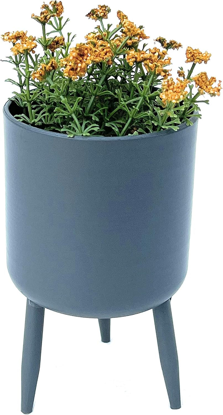 DanDiBo Blumentopf mit Füssen Pflanztopf Blumenkübel mit Beinen Metall Grau 17 cm 96260 S Modern Pfl