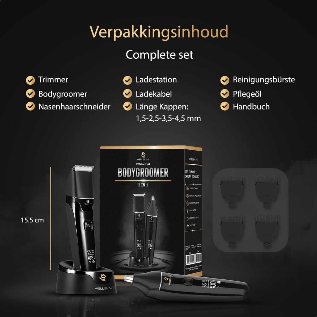 2-in-1 Körperrasierer Herren - Multi-Trimmer für Körper & Bart - Intimrasierer - Body Trimmer Männer