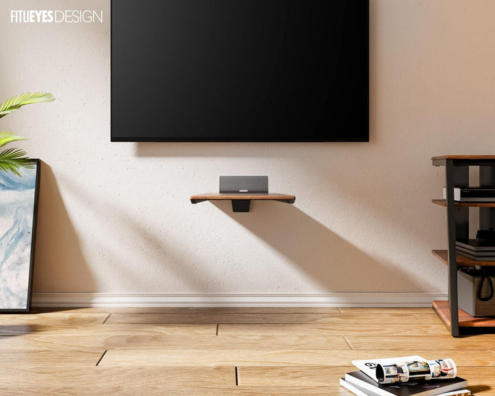 FITUEYES Design Multimedia Wandregal, Schweberegal aus Holz & Metall, HiFi Rack für TV Komponenten D