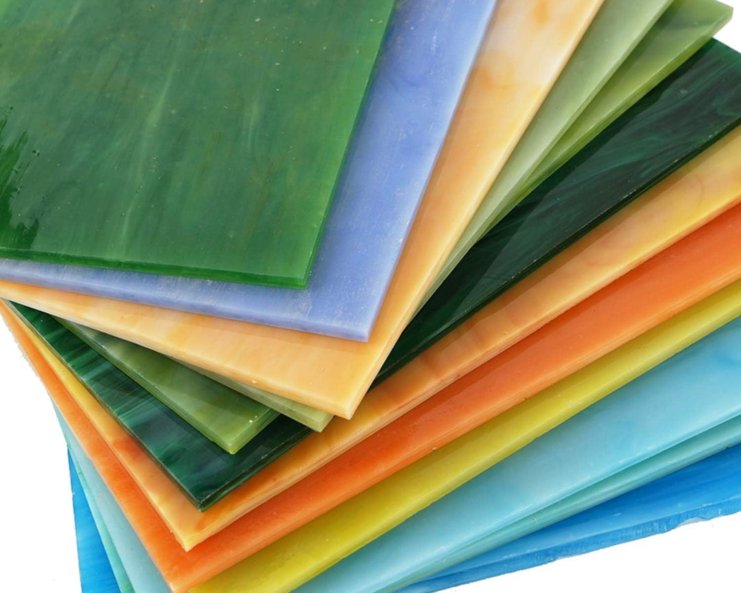 Lanyani (10 Blatt) Vielzahl Buntglas-Blätter, 10,2 x 15,2 cm grosse Kathedrale Glasmosaikfliesen zum