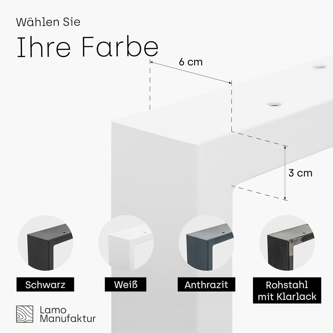 LAMO Manufaktur Tischbeine für Sitzbank, Couchtisch, Beistelltisch, Simple Medium, Vierkantprofil 60