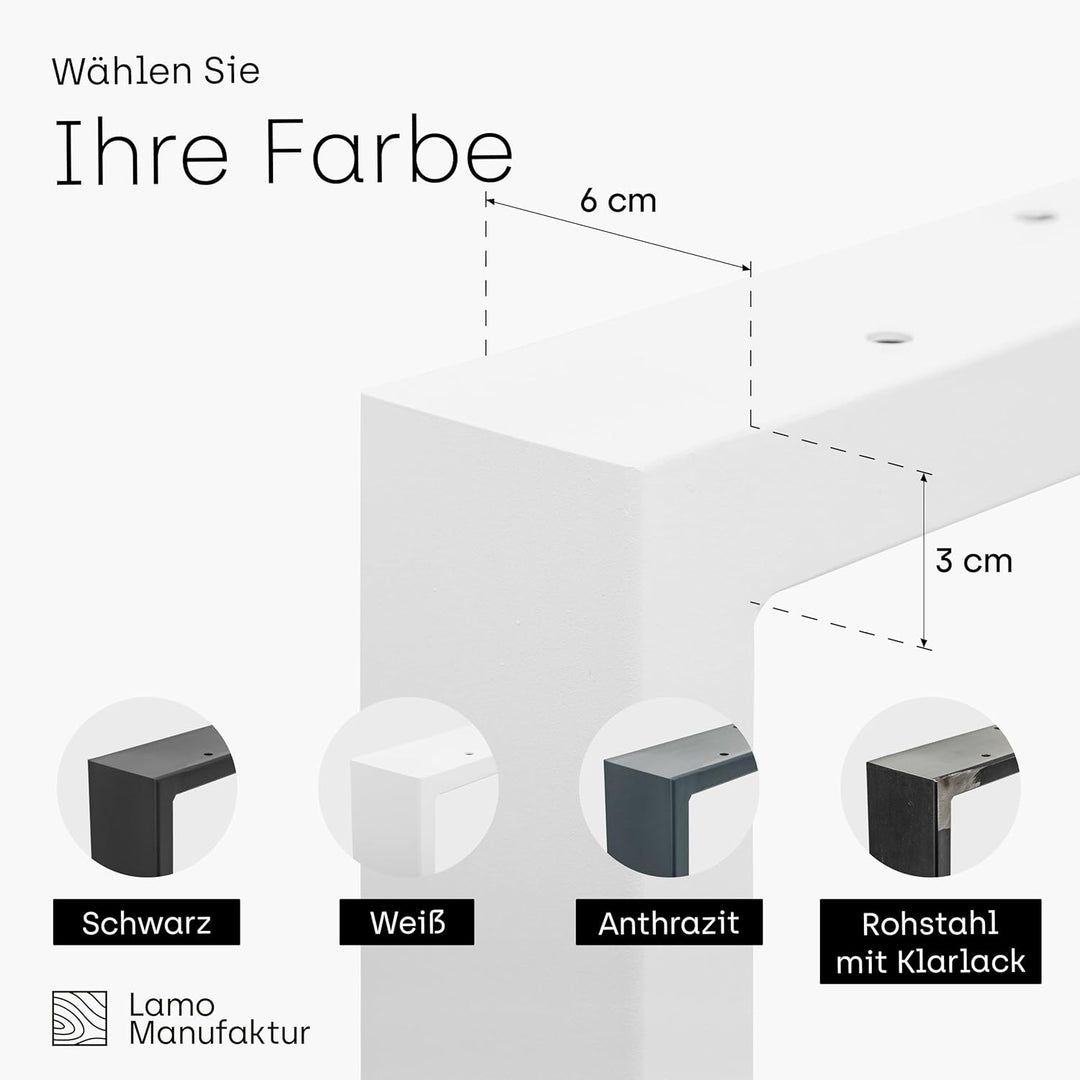LAMO Manufaktur Tischbeine für Schreibtisch Esstisch, Simple Medium, Vierkantprofil 60x30 mm, Tischg