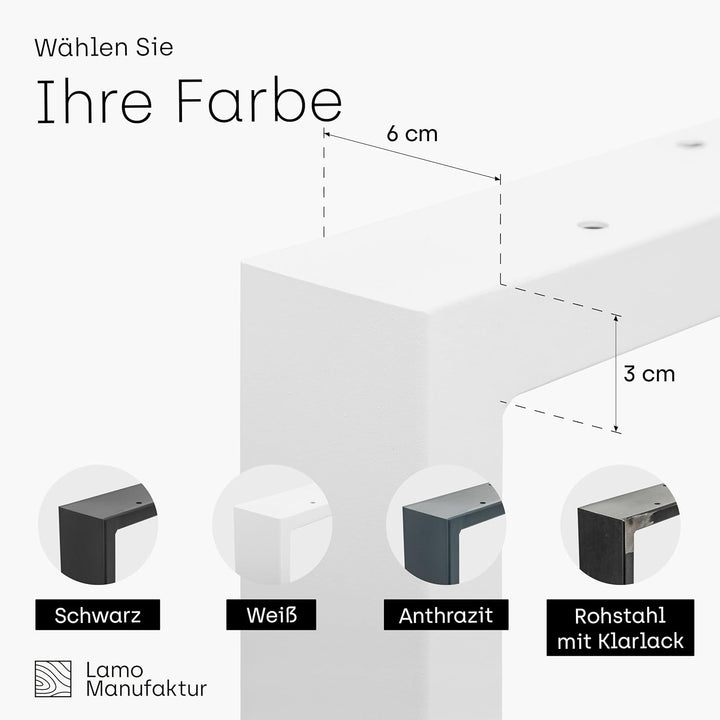 LAMO Manufaktur Tischbeine für Schreibtisch Esstisch, Simple Medium, Vierkantprofil 60x30 mm, Tischg