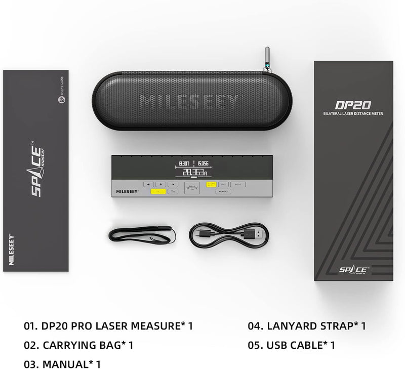 Bilaterales Laser Entfernungsmesser,MiLESEEY 120m/390Ft Lasermessgerät mit Mitte Laser Markierungsst