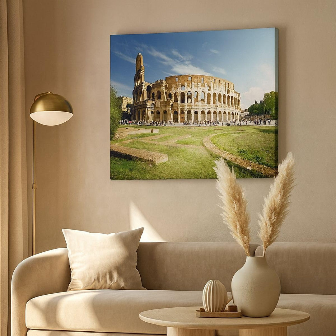 Bilder auf Leinwand 100x70cm Leinwandbild Archäologie Architektur Italien Kolosseum Gross Wanddeko B