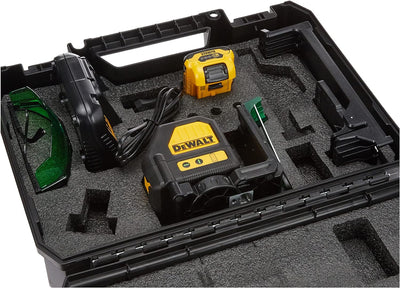 DeWalt 10,8 V/2,0 Ah Akku Kreuzlinienlaser (515 Nm, Laserklasse 2, Laserdiodenfarbe grün, IP65, mit