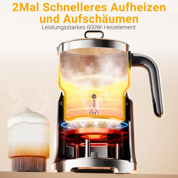 Milchaufschäumer Elektrisch 6-in-1-800ml Automatischer Milchschäumer für Heisse & Kalte Schäume, Spü