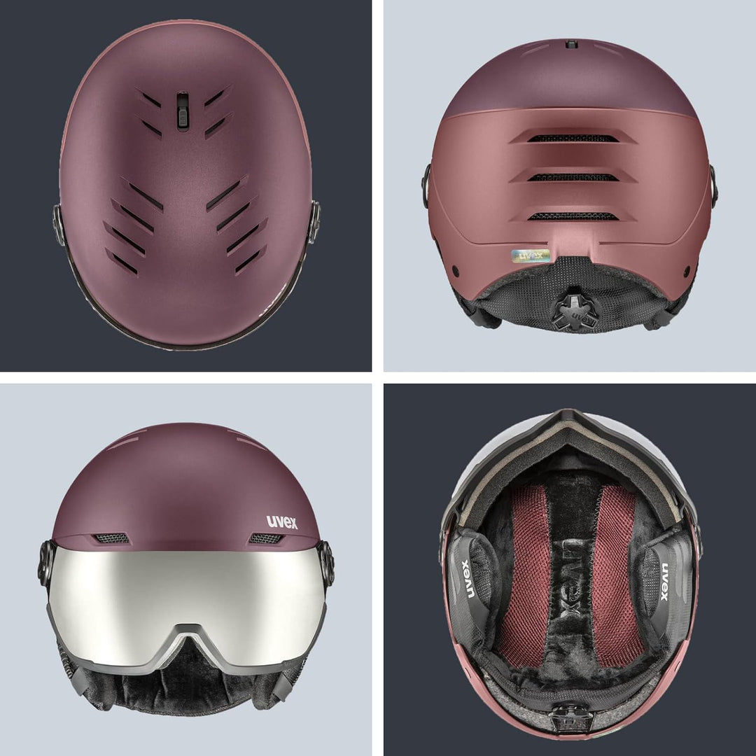 uvex Wanted Visor ski Helmet for Women & Men - Adjustable Helmet with Integrated Visor bramble - ant
