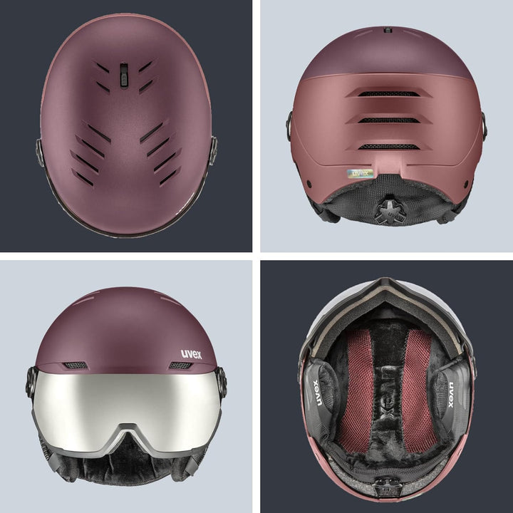 uvex Wanted Visor ski Helmet for Women & Men - Adjustable Helmet with Integrated Visor bramble - ant