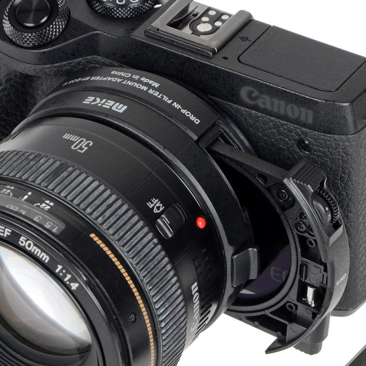 MK-EFTM-C Drop-In Aufsteckfilter, Mount-Adapter von Meike für Canon EF auf Canon EOS M, Inkl. variab