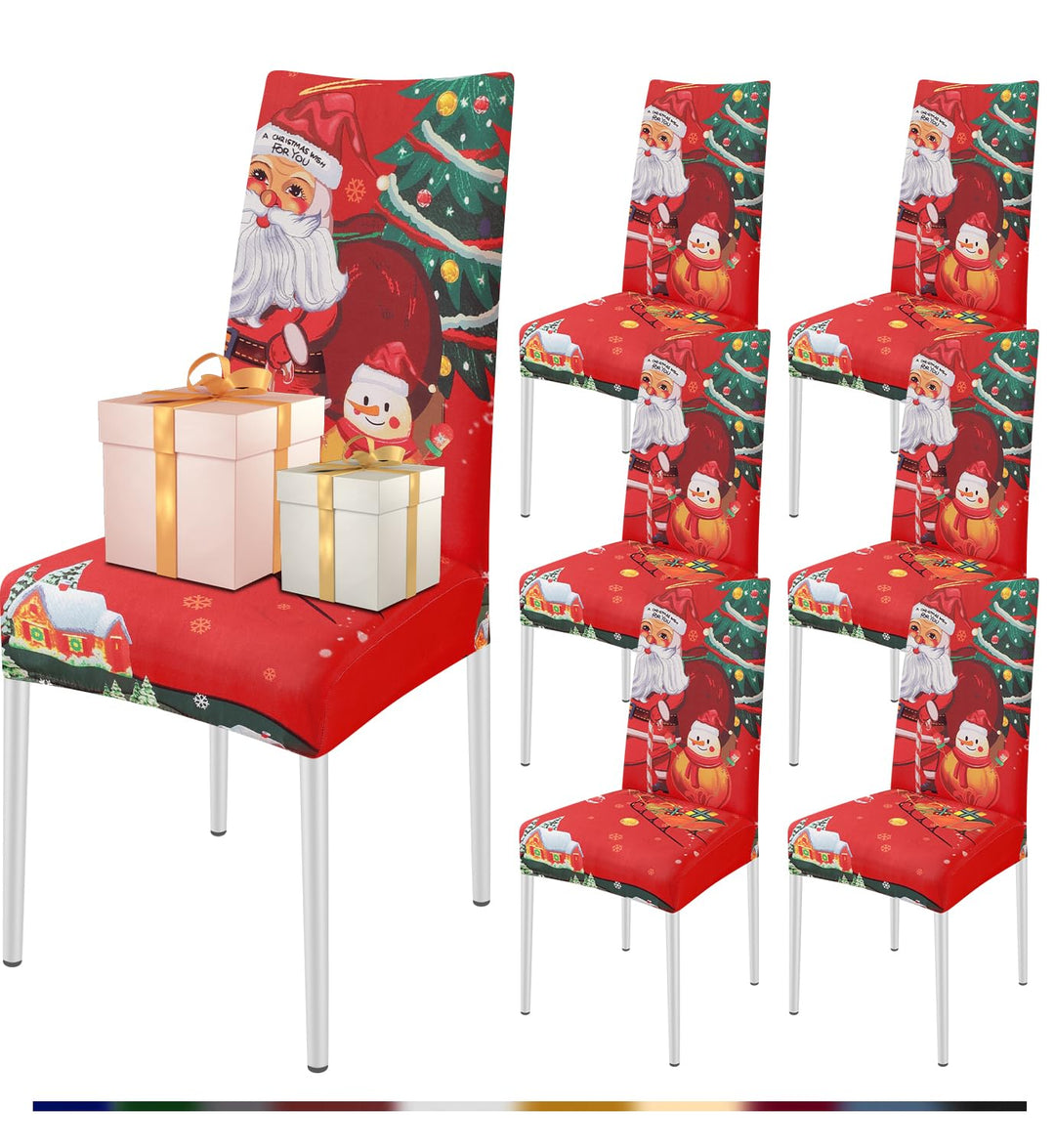FIGOOO Stuhlhussen Weihnachten 6er Set Stretch Stuhlhussen für Esszimmerstühle Elastisch Moderne Uni