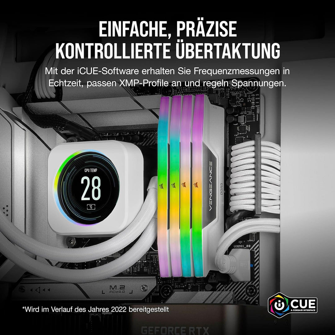 Corsair Vengeance RGB DDR5 RAM 32GB (2x16GB) 6400MHz CL36 Intel XMP iCUE Kompatibel Computer Speiche