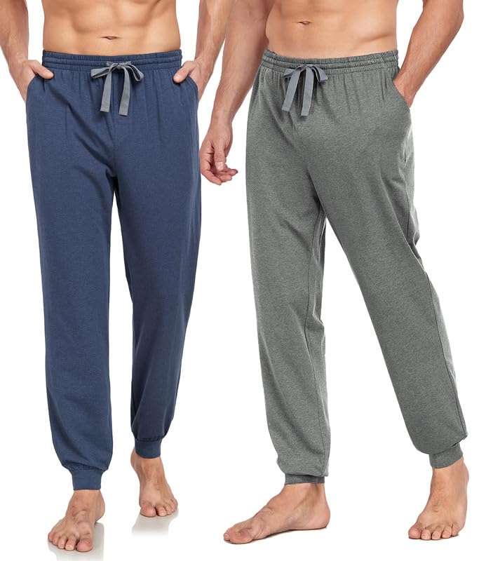 COLORFULLEAF Schlafanzughose Herren Lang Schlafhose mit Bündchen Pyjamahose für Männer Jogginghose 1