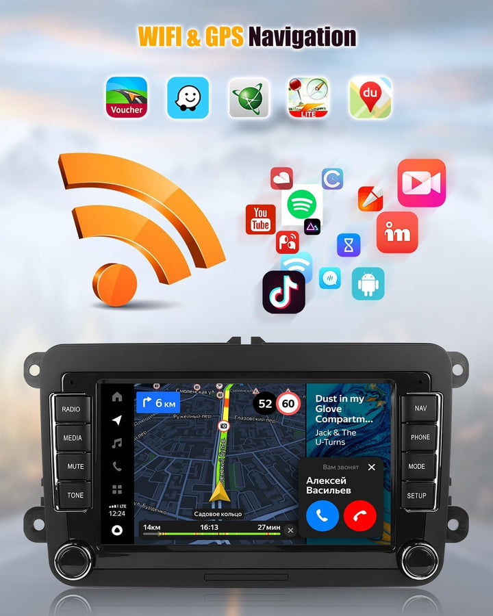 CAMECHO 2G+64G Android 13 Autoradio für VW Golf 5 Polo Skoda mit Navi Carplay Android Auto,7 Zoll Do
