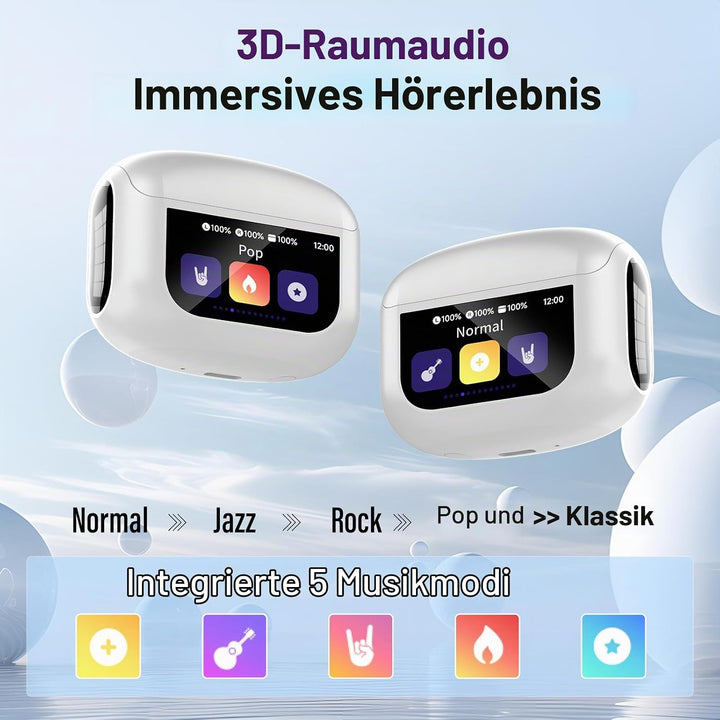 Touchscreen Bluetooth Kopfhörer, 2026 In Ear Kopfhörer Kabellos Bluetooth 5.4 mit ANC+ENC Noise Canc