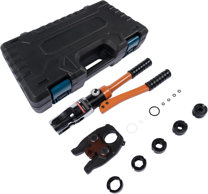 Presswerkzeug V-Kontur Profi Presszange (hydraulisch) 12-15-18-22-28 Set Presswerkzeug mit 360° dreh