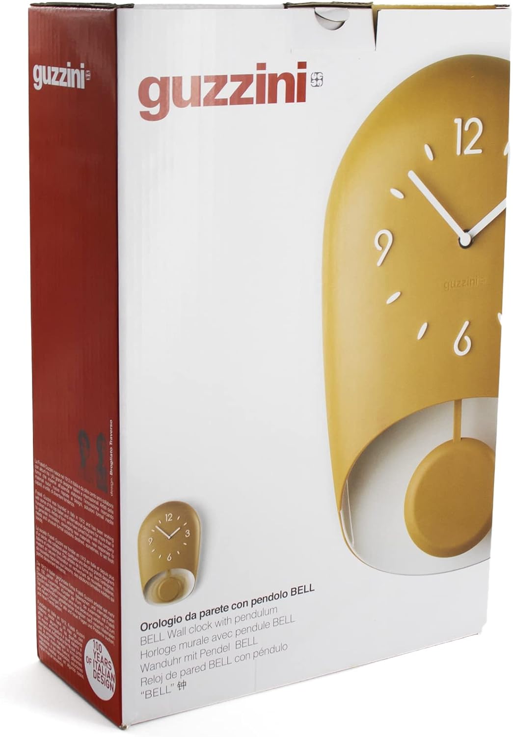 Guzzini - Home, BELL Wanduhr mit Pendel, Pendeluhr - Senfgelb, 22x8xh 33 cm - 168604206 One Size Gel