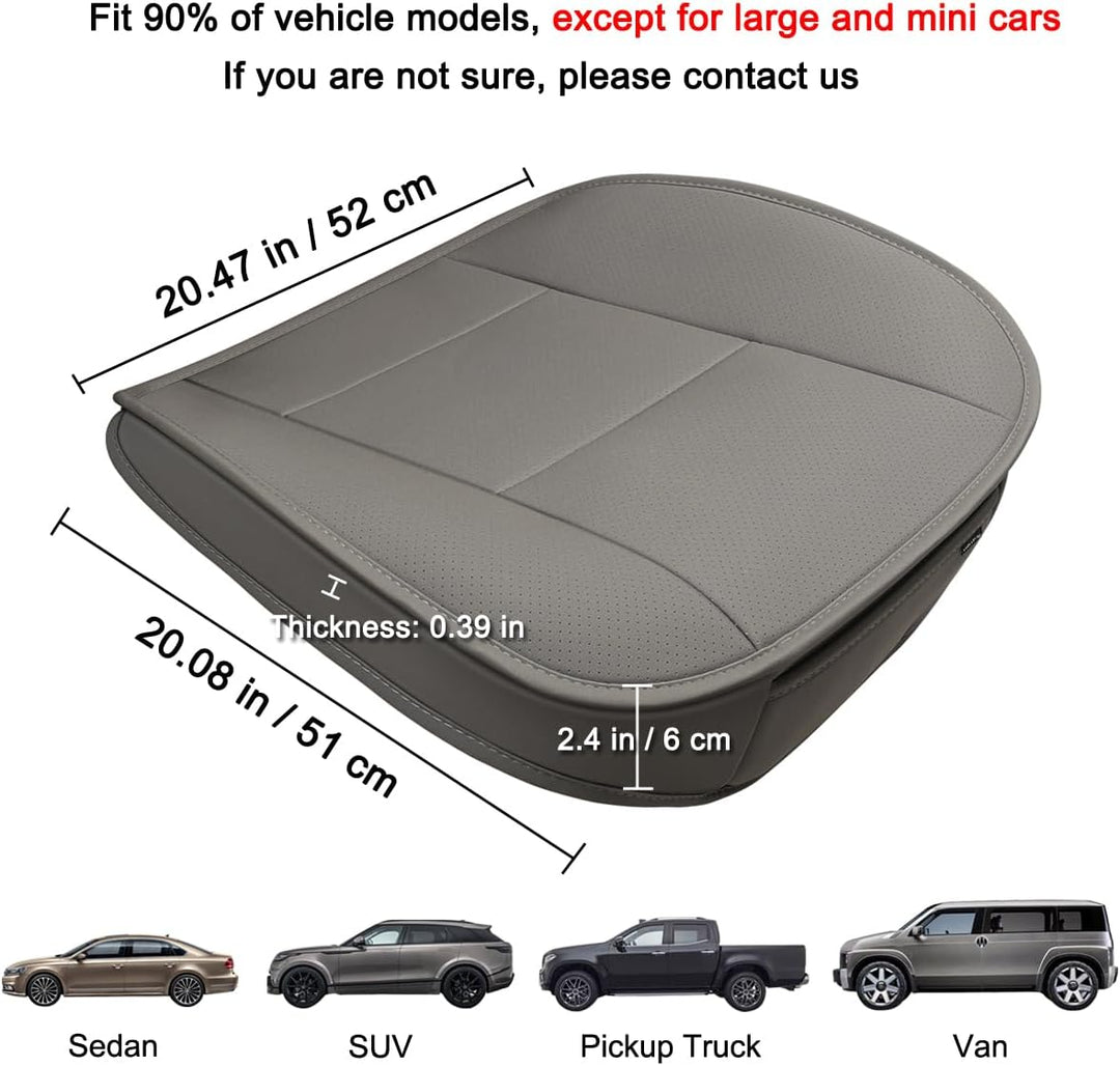 LUOLLOVE Sitzbezüg Auto Universal Leder Super Weich für Vordersitz 1PC (Grau 52 x 51 cm) 1PC Grau, 1