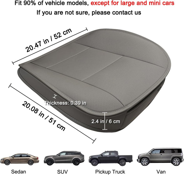 LUOLLOVE Sitzbezüg Auto Universal Leder Super Weich für Vordersitz 1PC (Grau 52 x 51 cm) 1PC Grau, 1