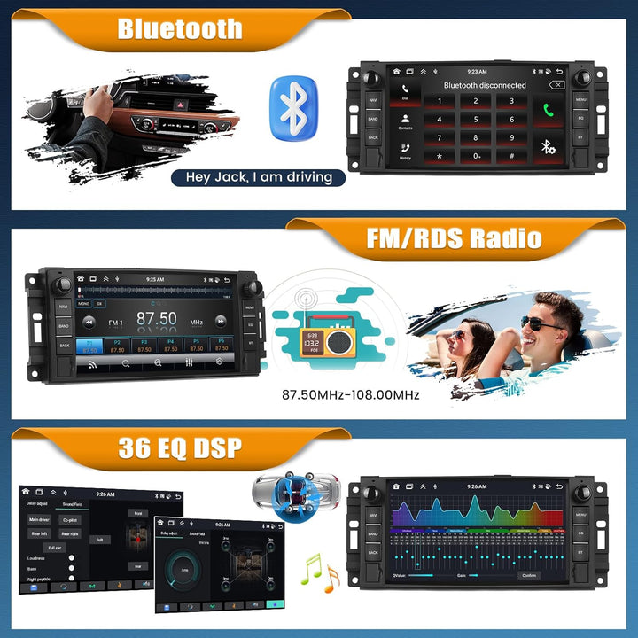 Android 15, 6G+128G 8Kern Autoradio für Jeep Wrangler Compass Grand Cherokee/Chrysler 300C/Dodge Ram