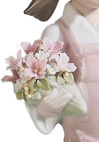 LLADRÓ Mädchen-Figur Kinderfrühling. Mädchen Mit Blumen. Porzellan.