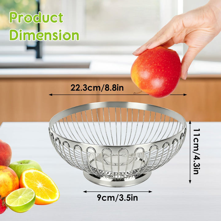 Tissting Obstschale Silber Edelstahl Obsttablett 20cm/22cm/24cm/26cm Runde Snack Gemüse Schale Europ
