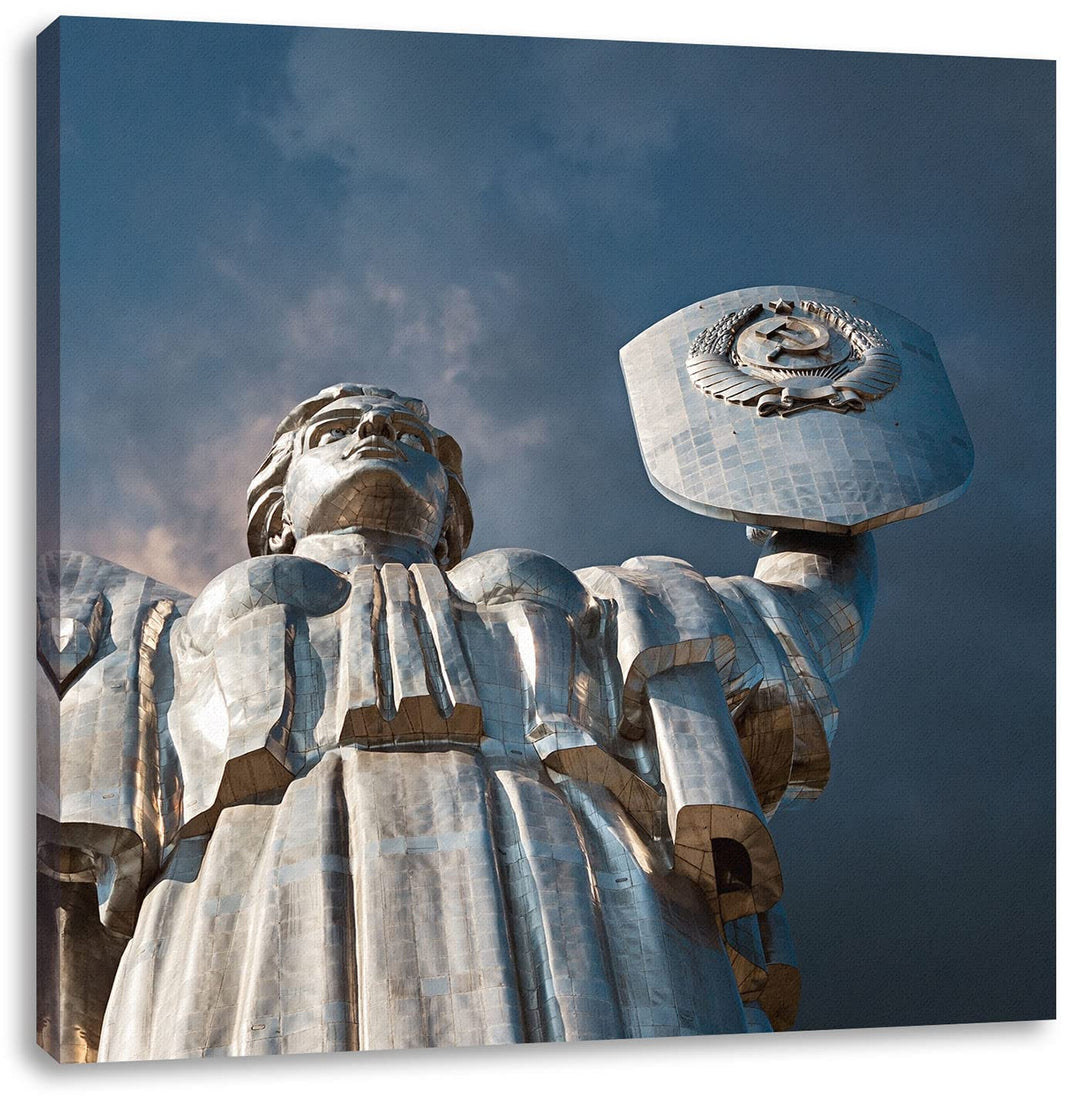 Pixxprint Mutter Mutterland Ukraine als Leinwandbild Quadratisch| Grösse: 60x60 cm | Wandbild | Kuns