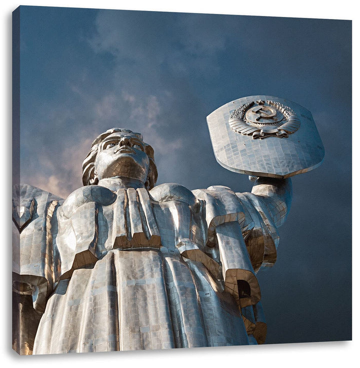Pixxprint Mutter Mutterland Ukraine als Leinwandbild Quadratisch| Grösse: 60x60 cm | Wandbild | Kuns