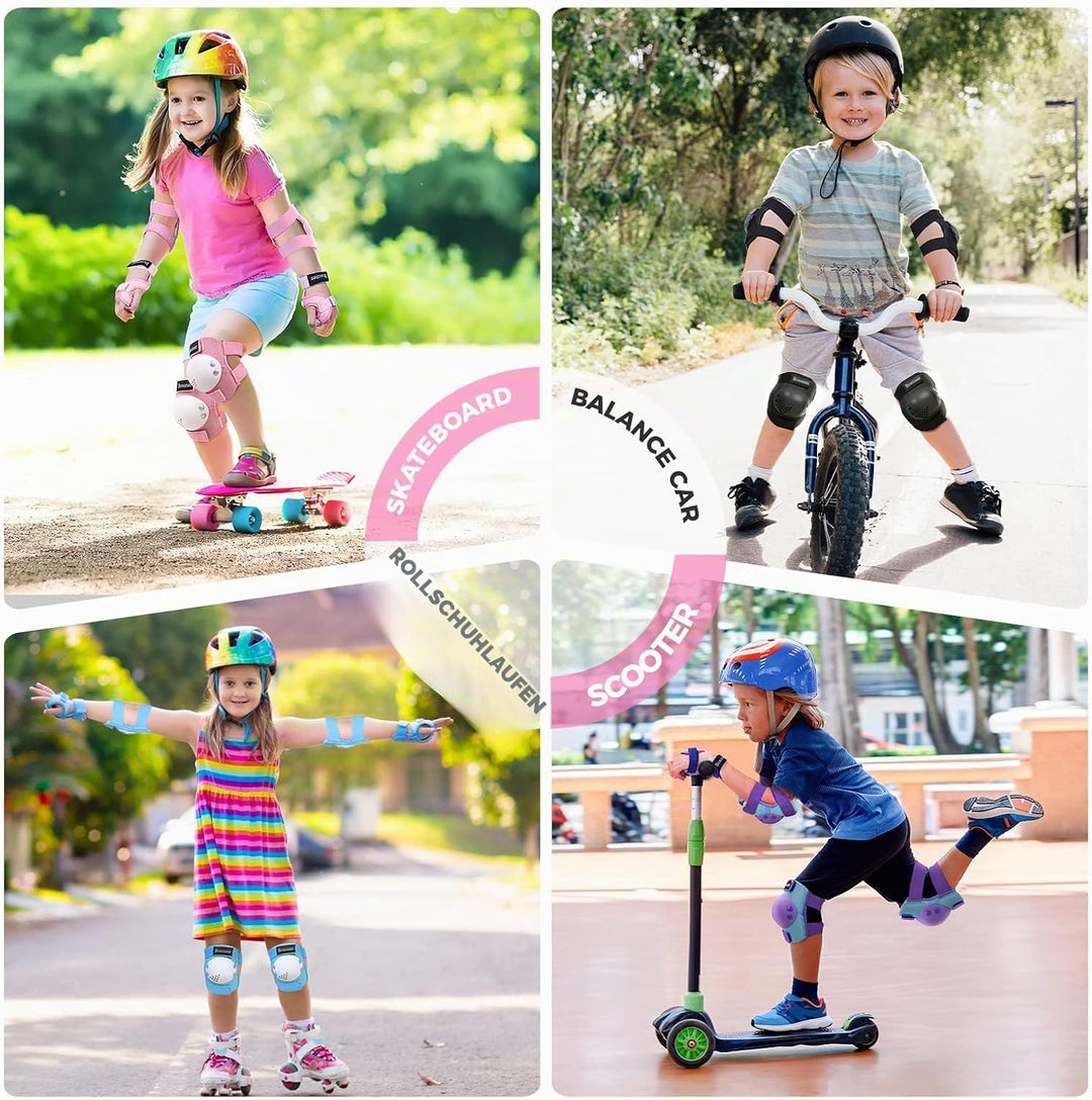 BOSONER Knieschoner Kinder Schoner Inliner Protektoren 6er Set Schützer Inliner Inline Skates Knie U