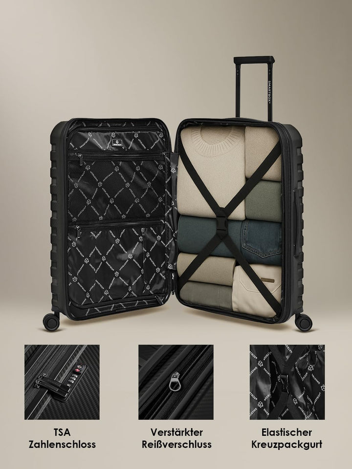 Smartbox Koffer M Erweiterbar 66 cm, 71–80L Reisekoffer Check-in, Hartschalen Trolley leicht 3,8 kg