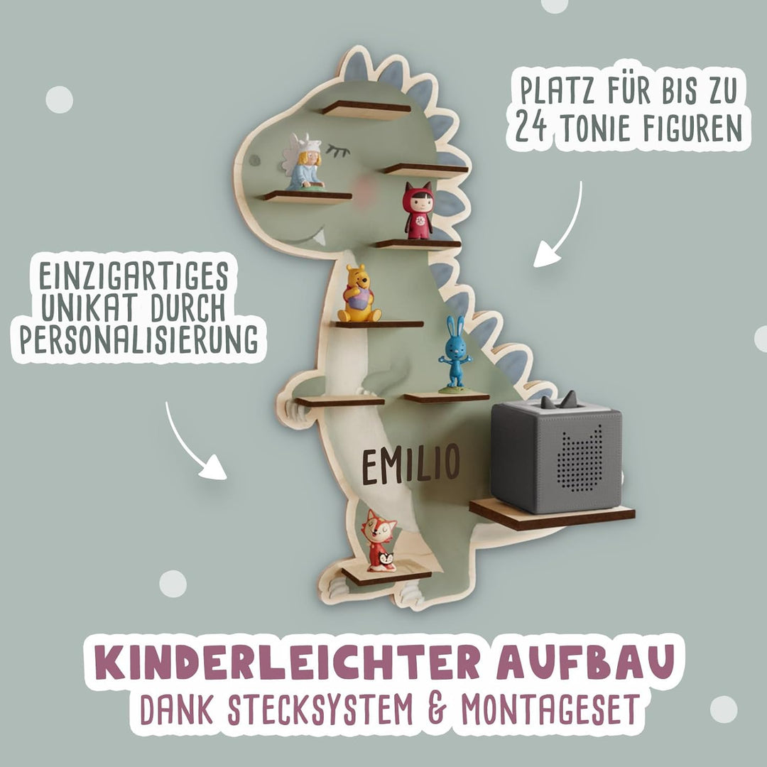 hellomini Personalisiertes Tonie Regal Jungen - Toniebox Regal mit Wunschnamen fürs Kinderzimmer - R