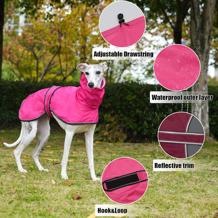 Geyecete Windhund Leicht Hundejacke Regenjacke, Hunderegenmantel Wasserdicht Verstellbar Windhundeja