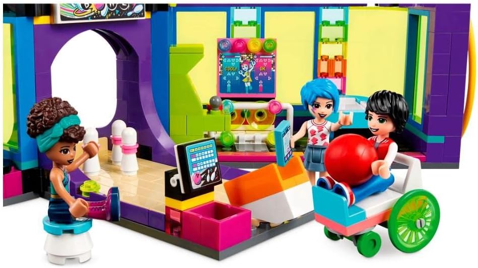 Lego 41708 Friends Rollschuhdisco Spielzeug mit Arcade und Bowling mit Mini-Puppen, u.A. Andrea, als