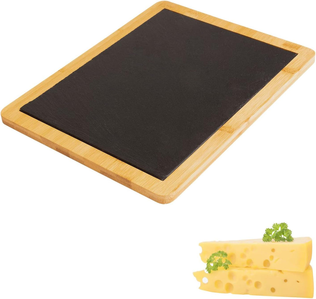 Westmark Servierbrett/Bambus- und Naturschieferplatte zum Anrichten, rechteckig, Fläche: 32 x 25 cm,