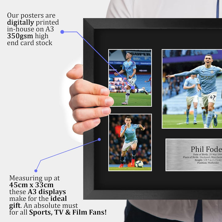 HWC Trading FR A3 Phil Foden Manchester City Geschenke Gedruckt, Signiert Autogramm Bild, Für Fussba