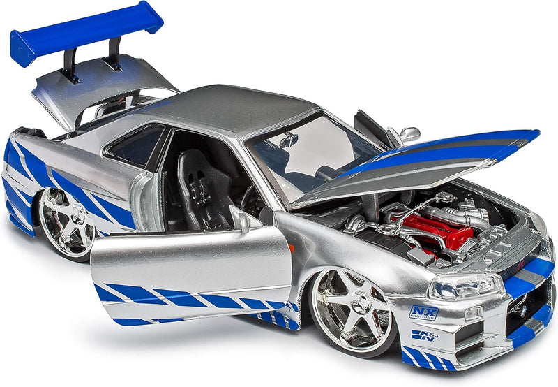 Nisan Skyline GT-R R34 Silber Brian´s Paul Walker The Fast and The Furious 1/24 Jada Modell Auto Ohn