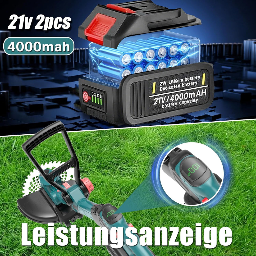 Akku Rasentrimmer mit Unkrautbürste, 21V Bürstenlose Rasentrimmer für Makita Akkus, Elektrischer Fre