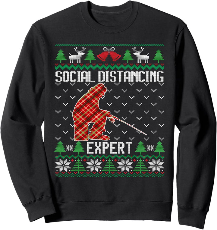 Ice Fishing Social Distancing Expert Christmas Sweatshirt