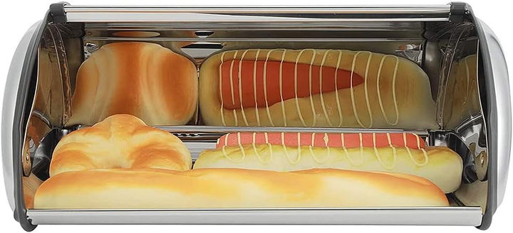 Brotkasten mit Gehäuse aus Edelstahl, Brotdosen aus Metall für die Küche, Aufbewahrungsbehälter für