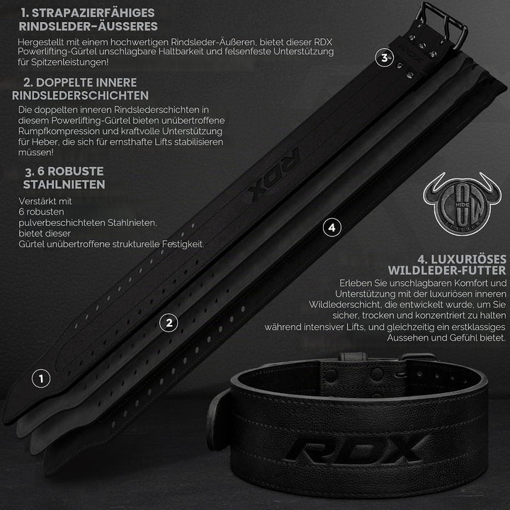 RDX Gewichthebergürtel Leder IPF Konform 13mm & 10mm – USAPL, USPA & IPL Wettbewerb Powerlifting Gür