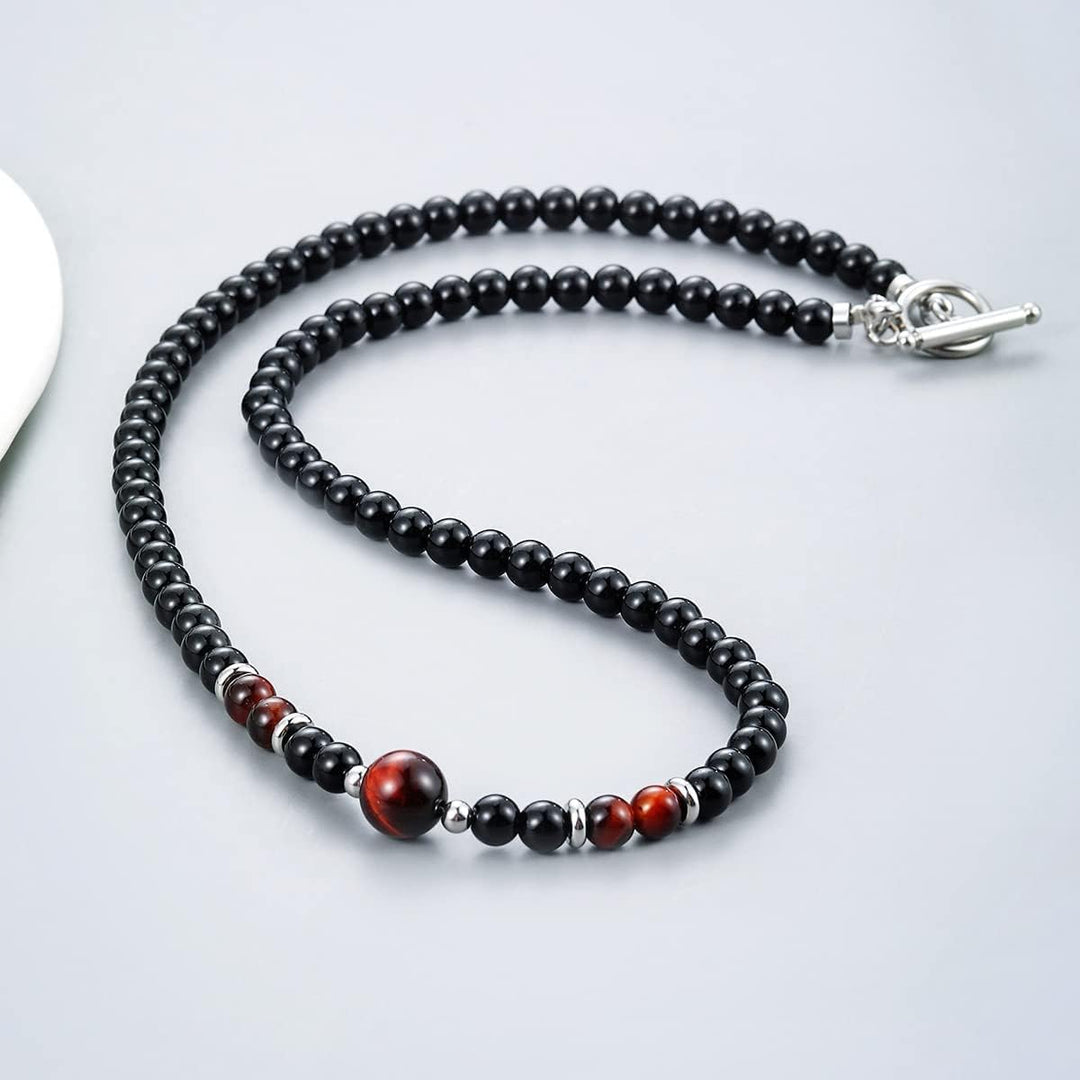 Handgemachte Herren Tigerauge Onyx Perlenkette Kette Natürliche Edelsteine Heilung Kristallschmuck (