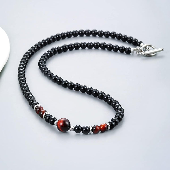 Handgemachte Herren Tigerauge Onyx Perlenkette Kette Natürliche Edelsteine Heilung Kristallschmuck (