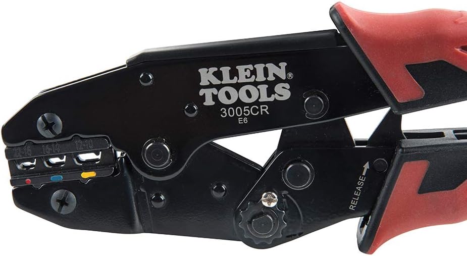 Klein Tools 3005CR Draht-Crimper Werkzeug, Ratsche isolierte Klemmzange für 10 bis 22 AWG Draht, Cri