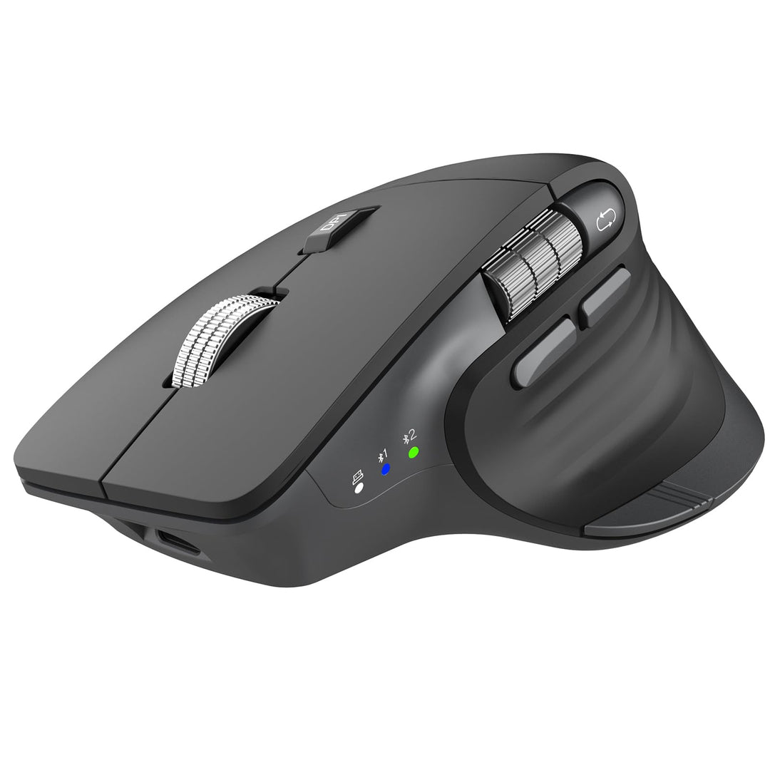 Kabellose Bluetooth Maus, Ergonomische, Wiederaufladbare, Geräuscharme Maus mit Multi-Device-Funktio