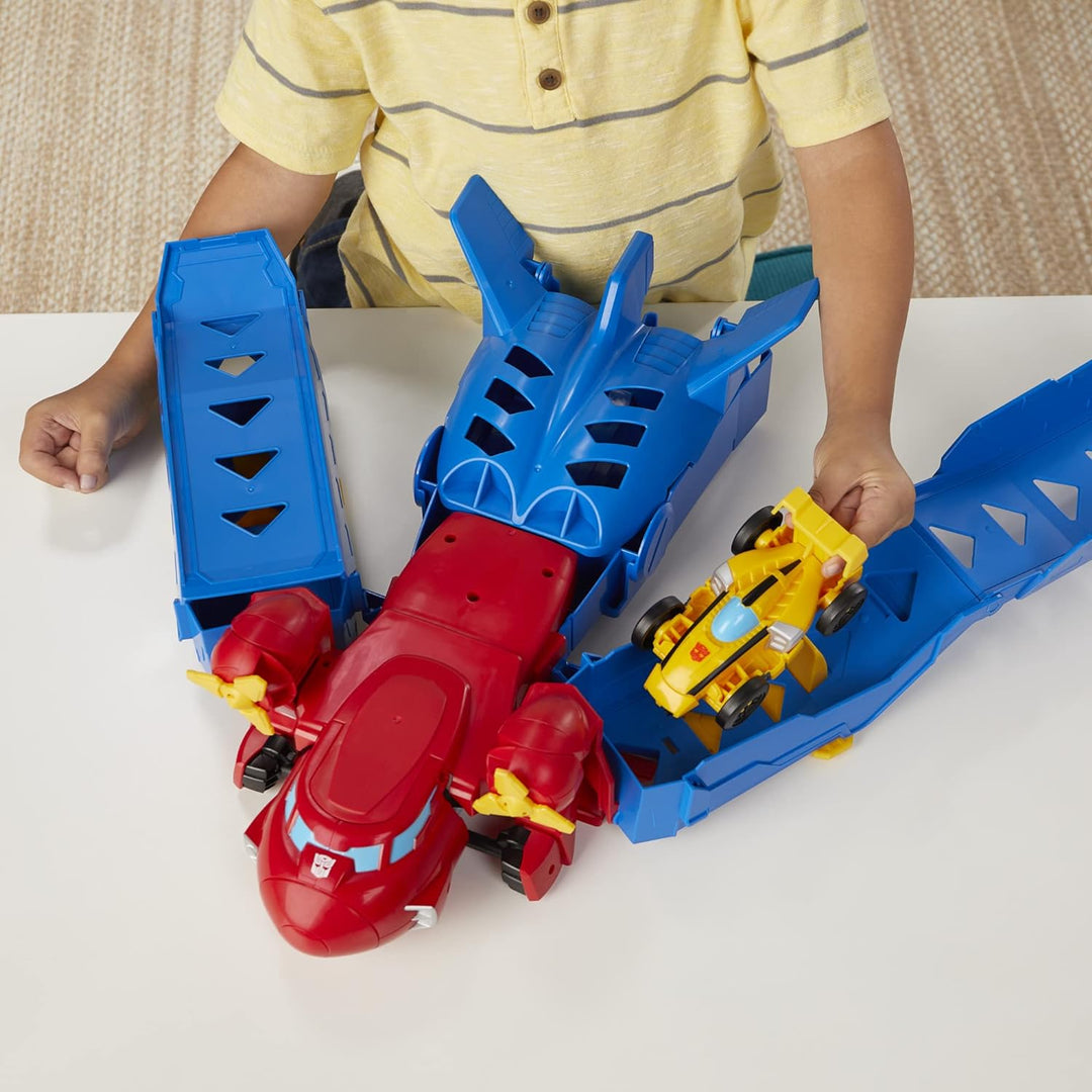 Transformers Spielzeuge Optimus Prime Jumbo Jet Flitzer Spielset mit 11 cm grosser Bumblebee Figur,