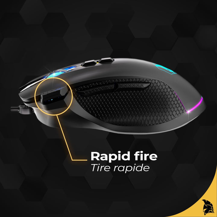 EMPIRE GAMING - W905 Gaming-Maus kabelgebunden – 12800 DPI 1000 Hz – RGB - Ergonomisch – PS4, PS5, X
