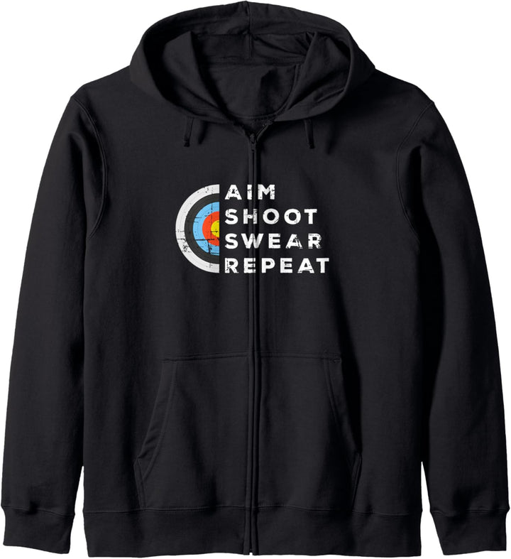 Aim Shoot Swear Repeat Bogenschütze Geschenk Bogenschiessen Kapuzenjacke