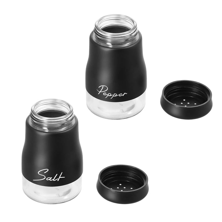 2 Pc Edelstahl Salz und Pfefferstreuer Set, Salz und Pfefferstreuer Klein Set, Glasboden Salzstreuer
